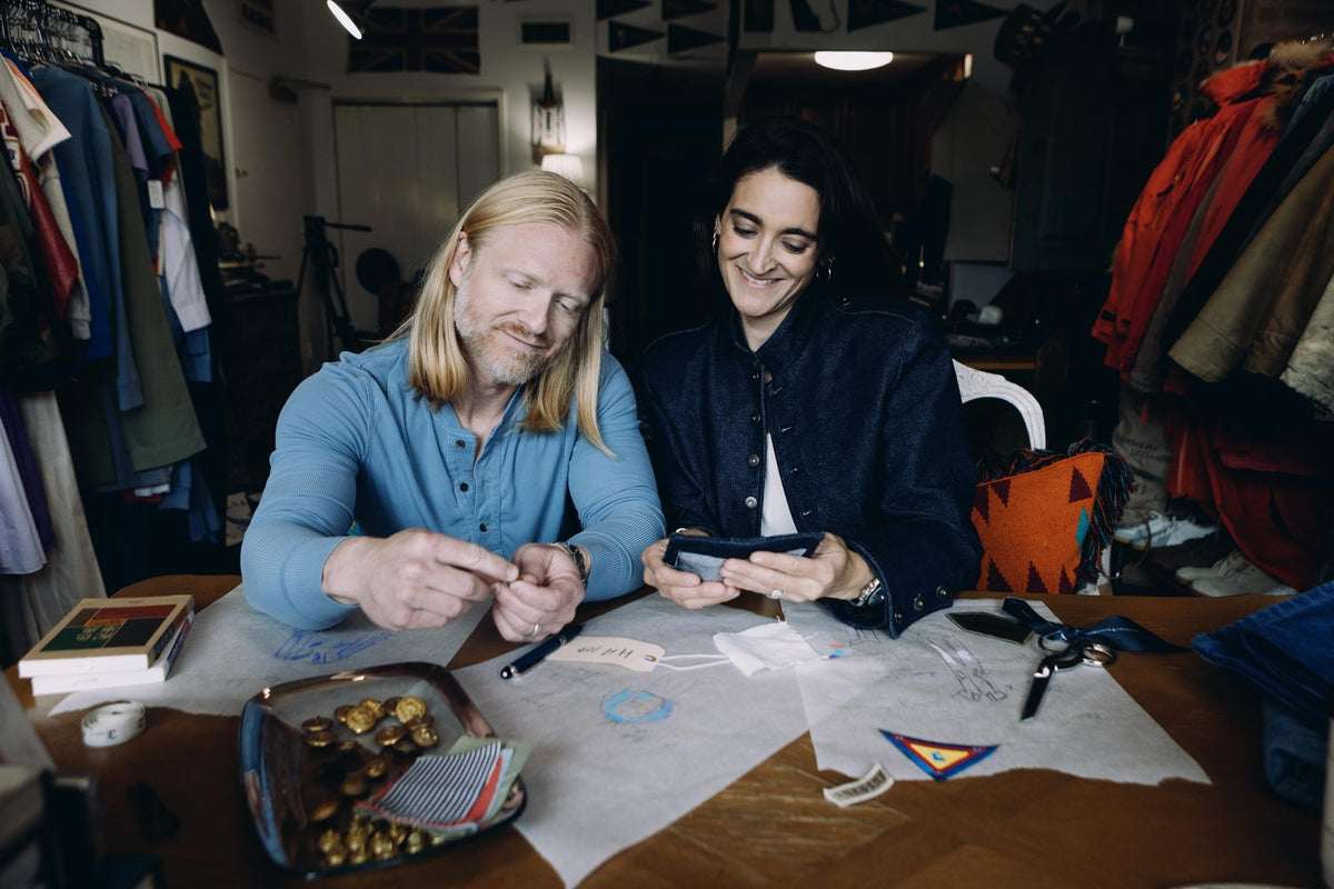 Amy and Scott in the TriBeCa studio among their vintage collection