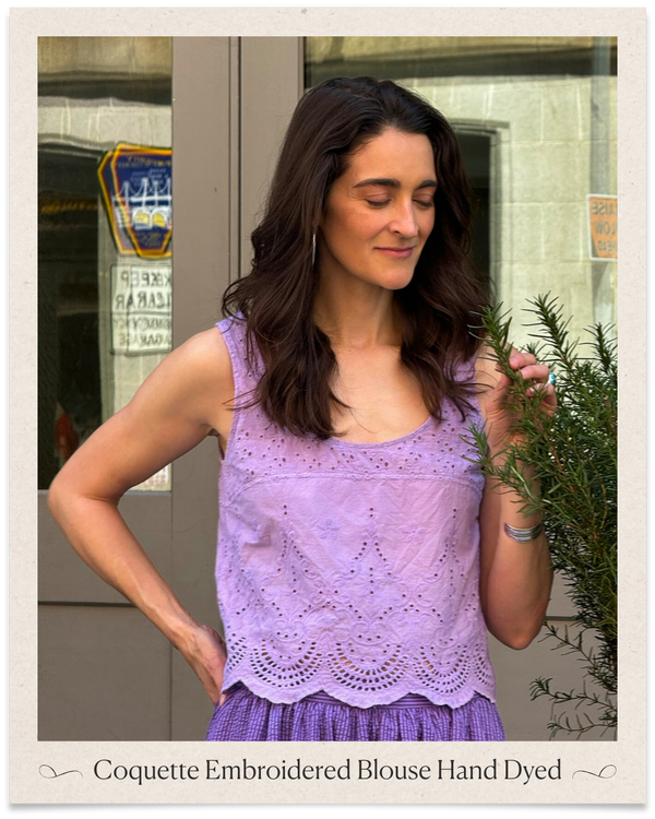 The Coquette Embroidered Blouse Hand Dyed
