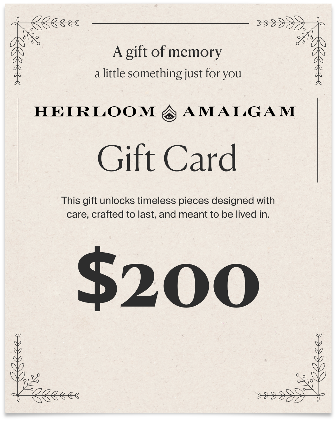 Heirloom Amalgam Gift Card