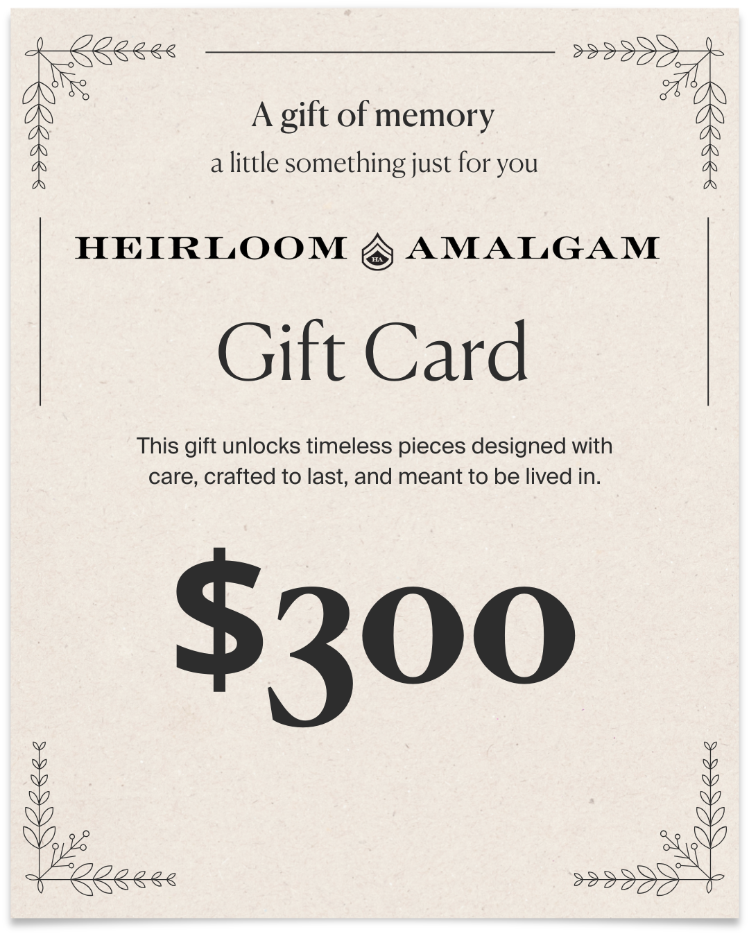 Heirloom Amalgam Gift Card